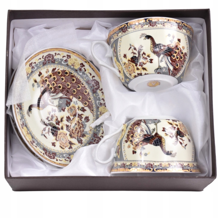 Filiżanka spodek porcelana brązowe pawie 220ml 2+2 Kod producenta 6149550