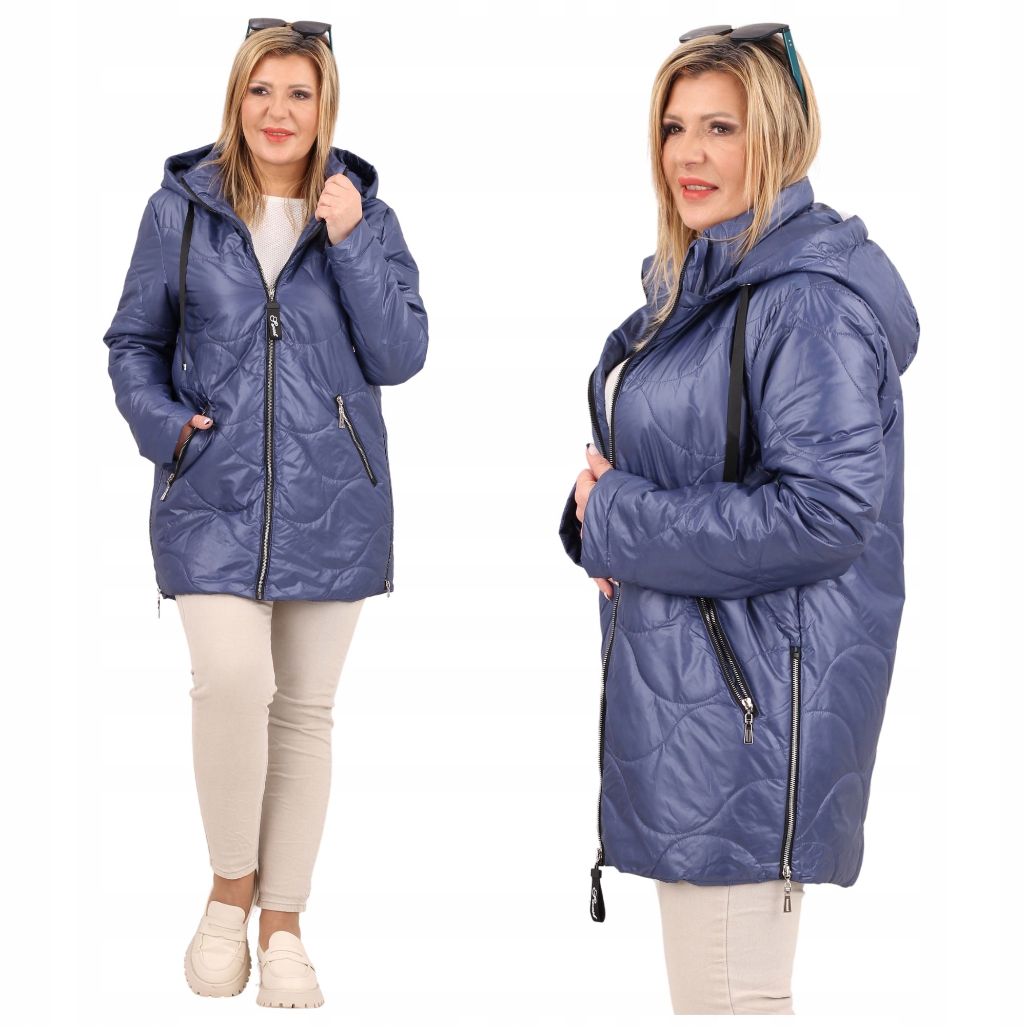 PIKOWANA KURTKA DAMSKA LEKKA PRZEJŚCIOWA Z KAPTUREM DUŻE ROZMIARY ...