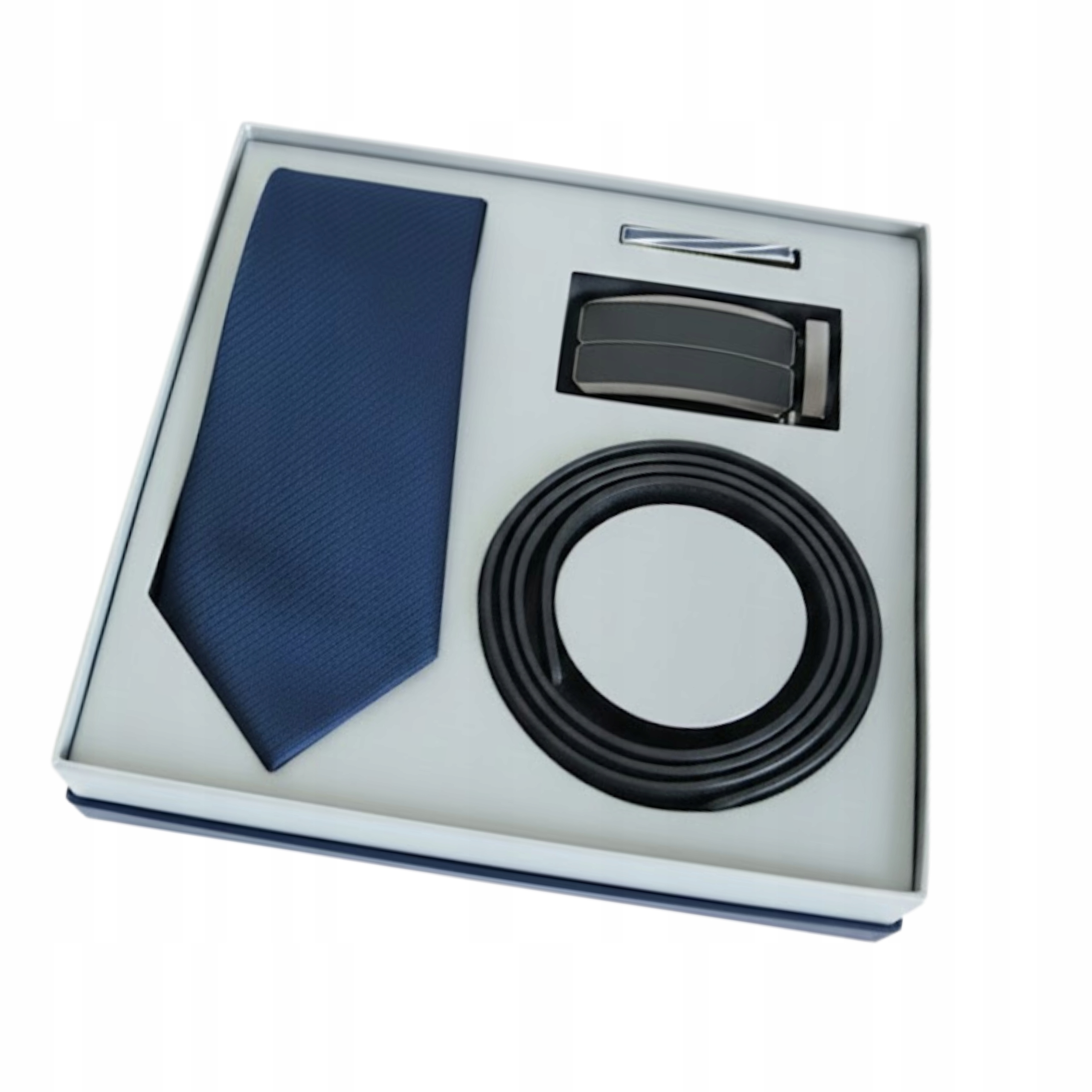 Dárková Sada Pro Muže Kravata Pásek Elegantní Sponka Tmavě Modrá