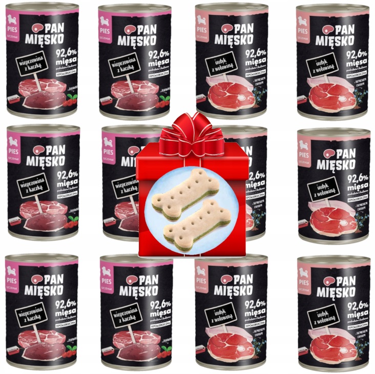 Karma dla szczeniąt Pan Mięsko mix smaków 12x400g