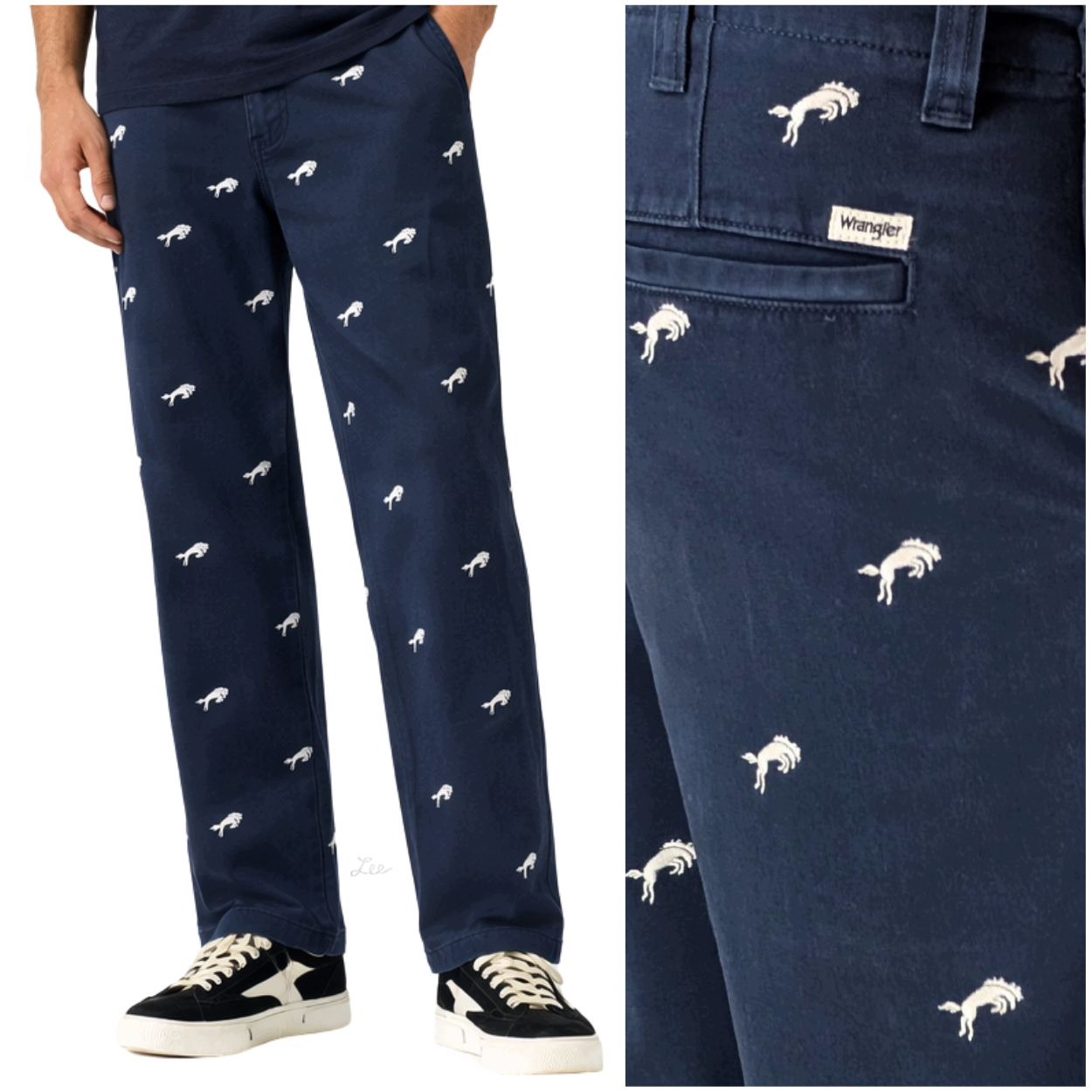 Wrangler Pant Critter volné modré bavlněné kalhoty chinosy W32 L32