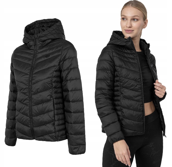 Dámská bunda 4F s kapucí KUDP003 prošívaná, velikost Xs