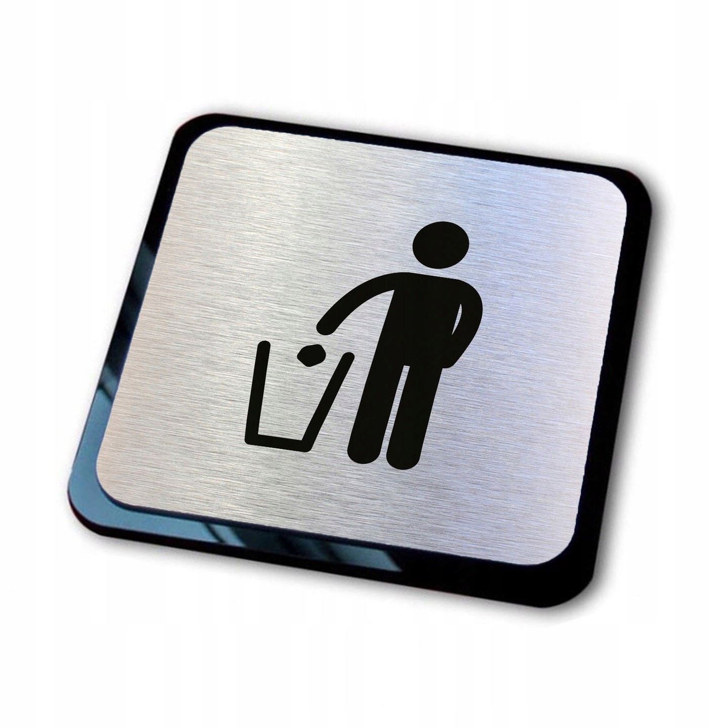 srebrna tabliczka informacyjna grawer śmieci