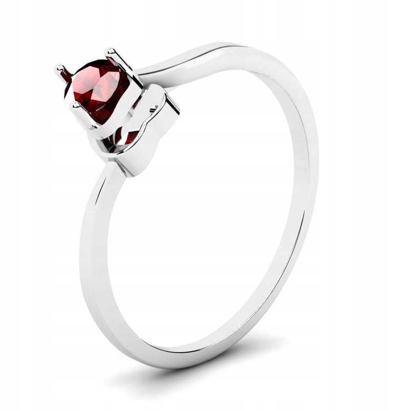 

Pierścionek Białe Złoto Serce Z Bordową Cyrkonią