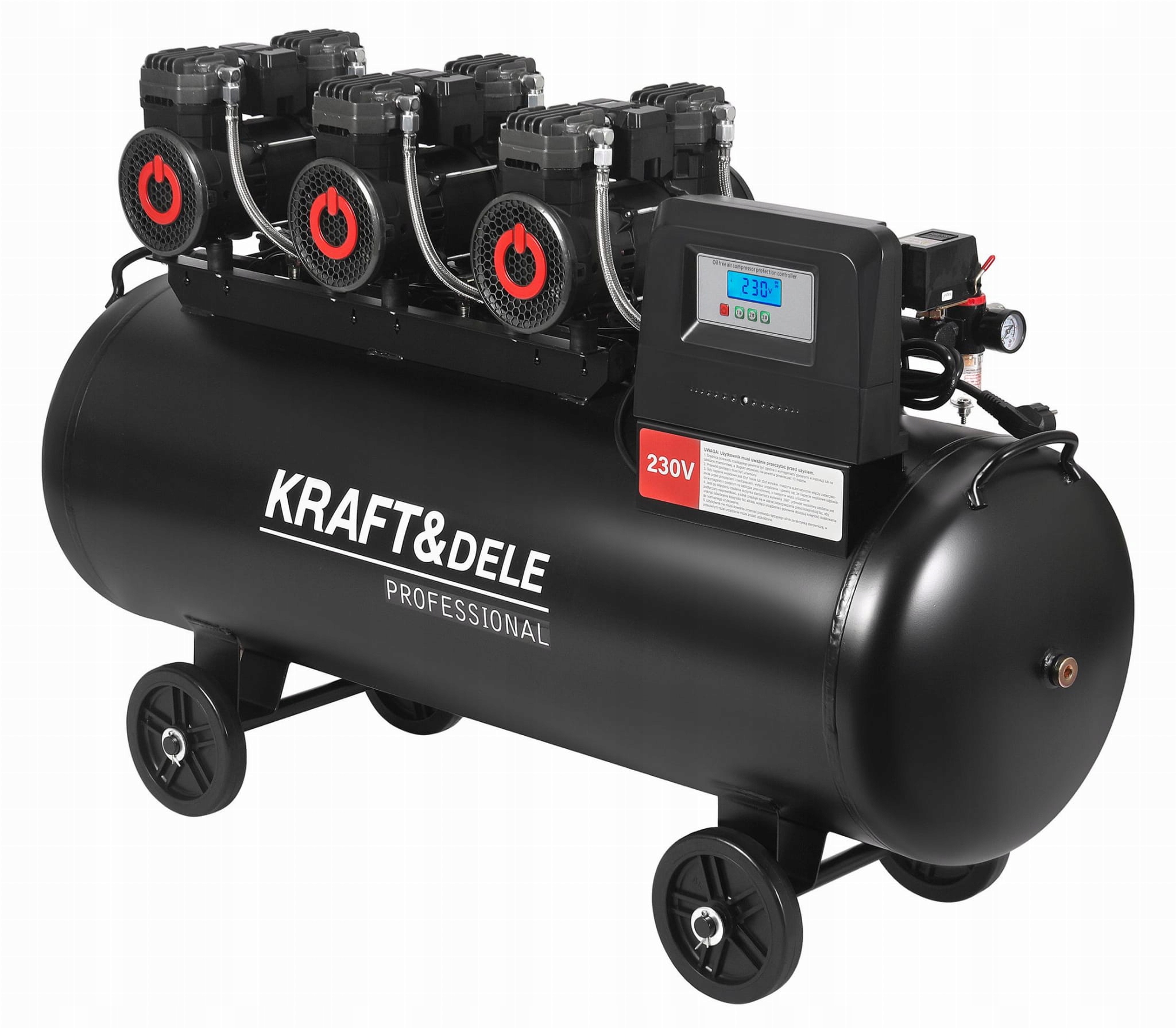 BEZEĻAS KOMPRESORS 200L 3x2200W + SEPARATORS UN MANOMETRS AR GLICERĪNU