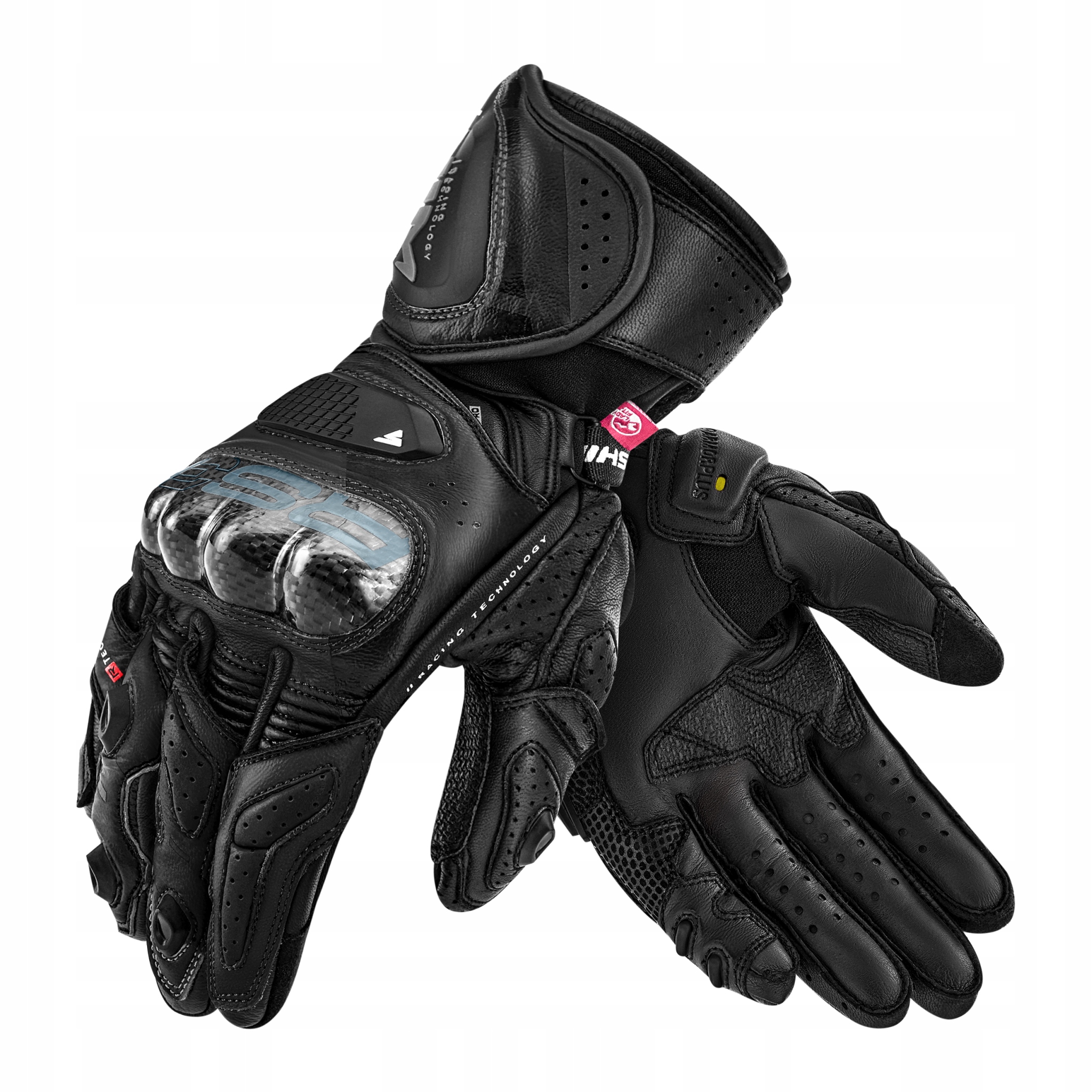Dámske dlhé kožené motocyklové rukavice Shima RS-3 Lady Black M