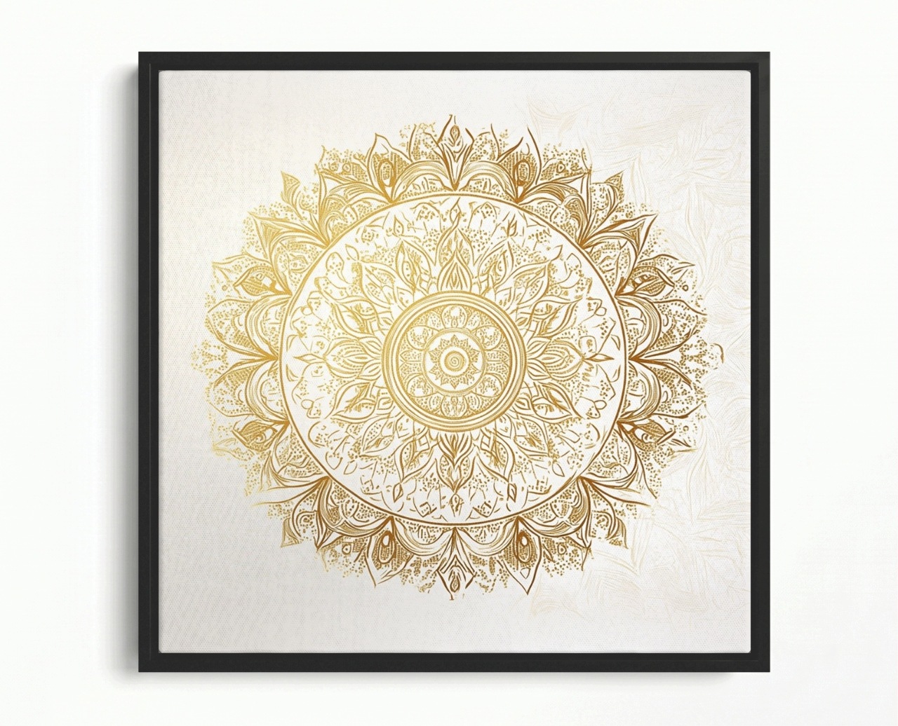 Obraz Rama American Box Mandala Bílá Zlatá Harmonie Wellbeing Zen 50x50