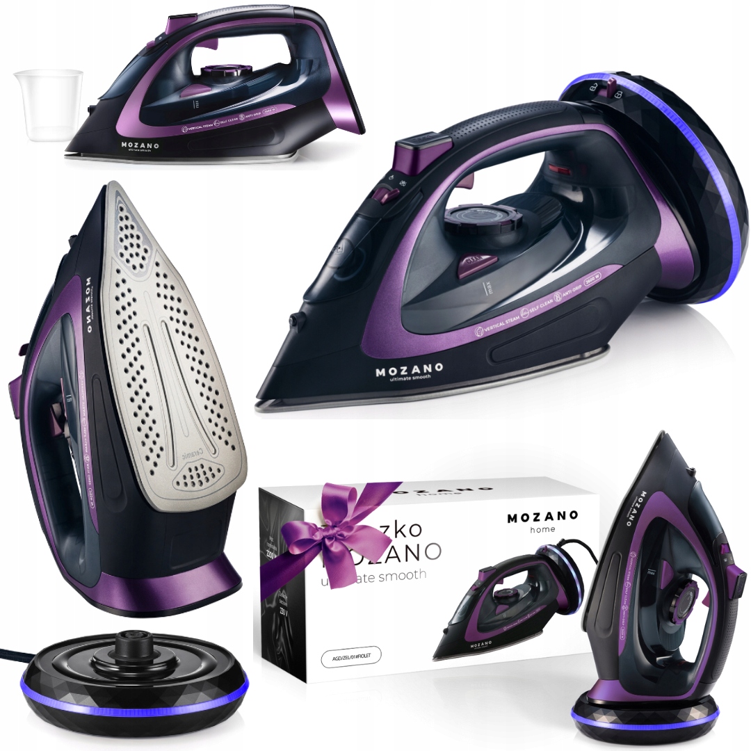 Żelazko Bezprzewodowe Parowe Ceramiczna Powłoka Duża Moc 2600W Mozano