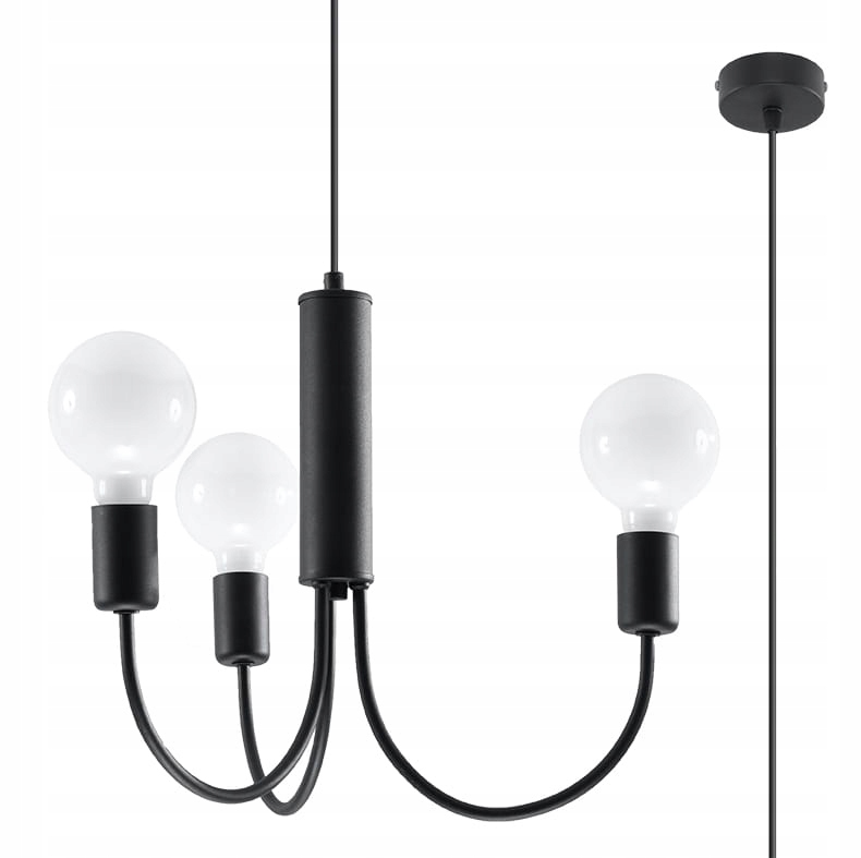 Sollux Závesná lampa luster čierny trojitý do obývacej izby a jedálne nad stôl