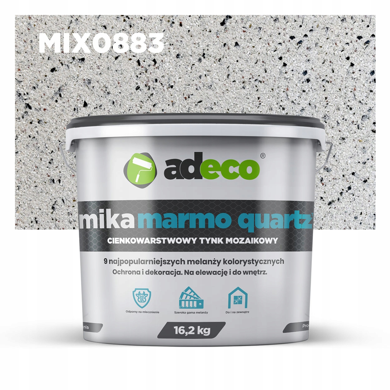 Mozaika omítka MarmoQuartz barva Bílá S Černou Mikou 16,2kg MIX0883