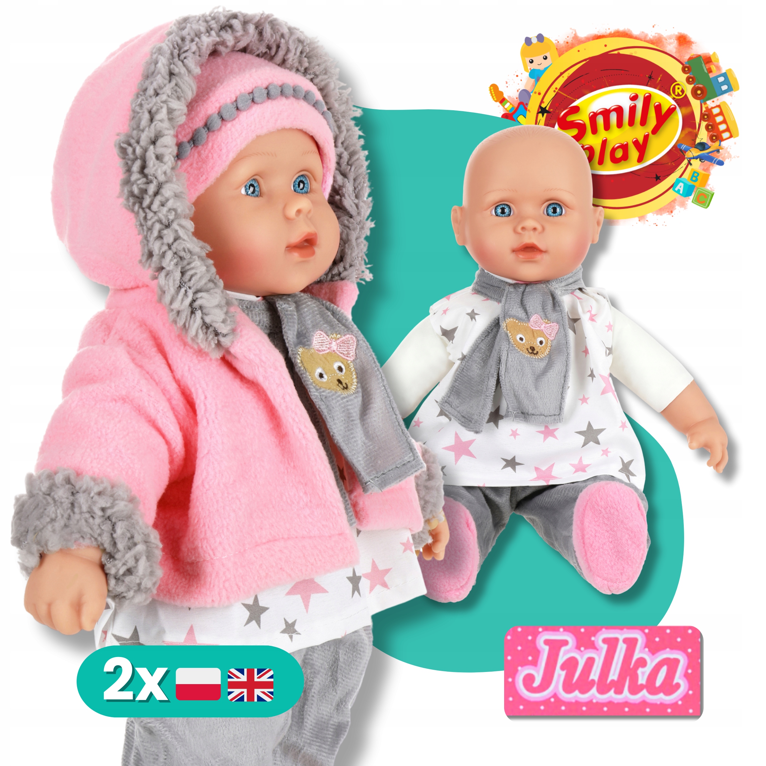 Julka Lalka bobas duża jak żywa Smily Play uczy śpiewa opowiada PL/ENG 41cm Wiek dziecka 2 lata +