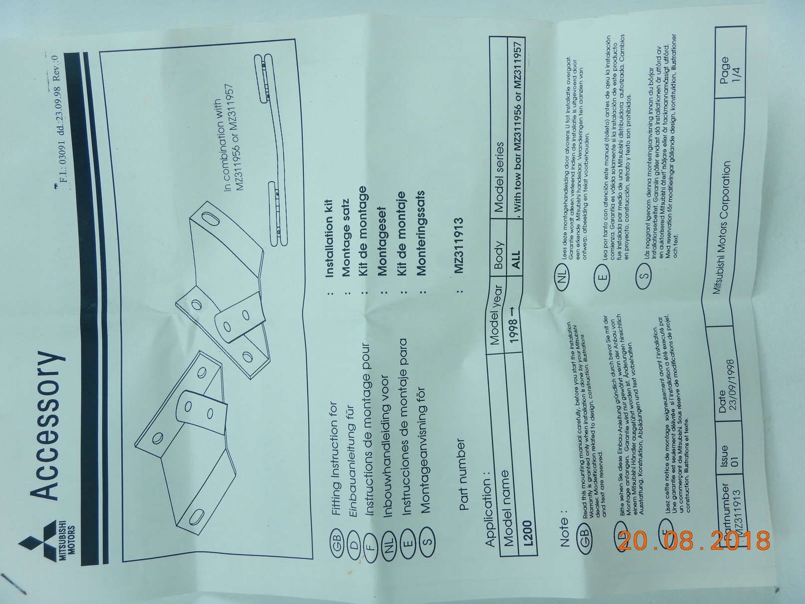 Halter ORUROWANIA heck MITSUBISHI L200 / MZ311913