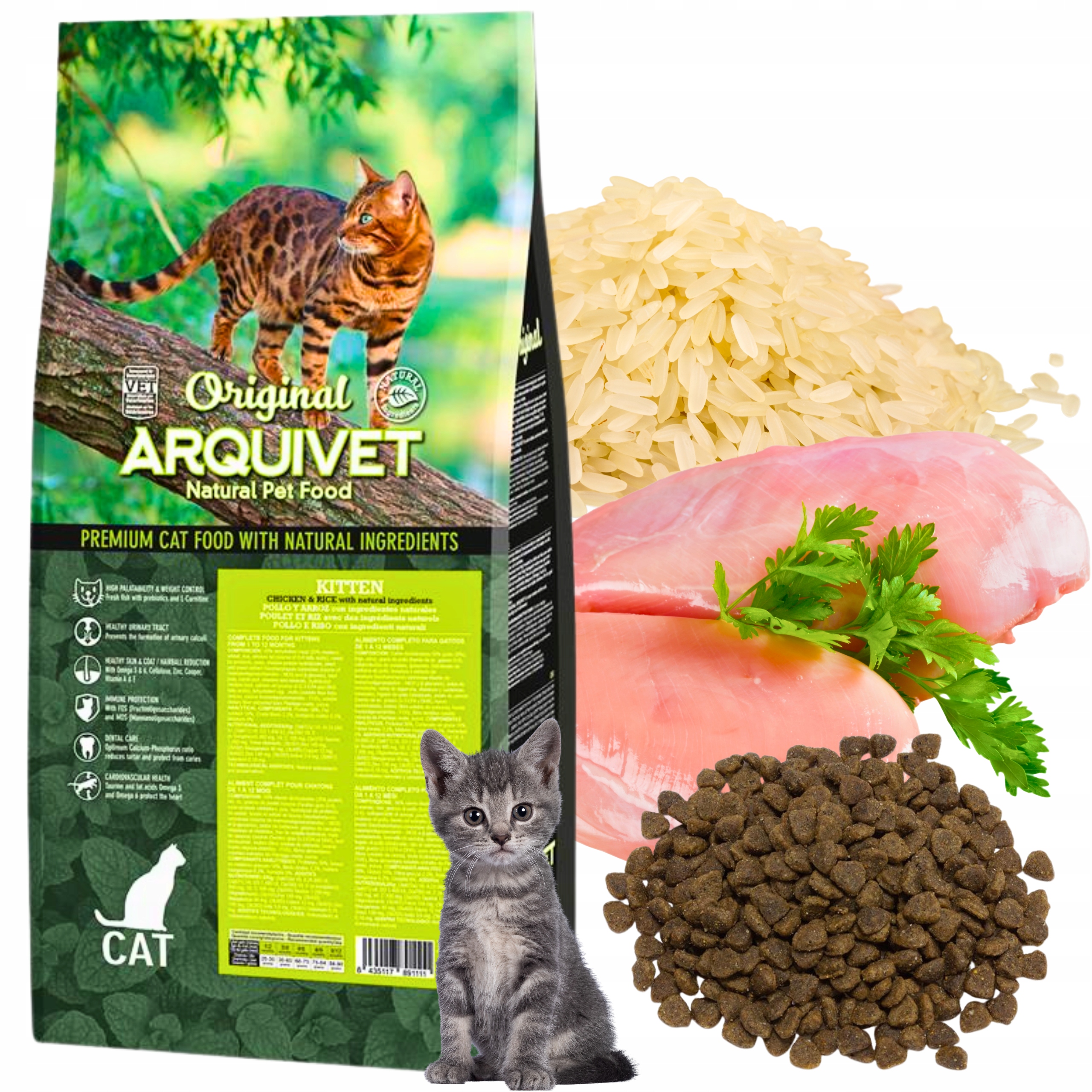 Suché Krmivo pro koťata s kuřecím masem Arquivet Cat Original Kitten 7 kg