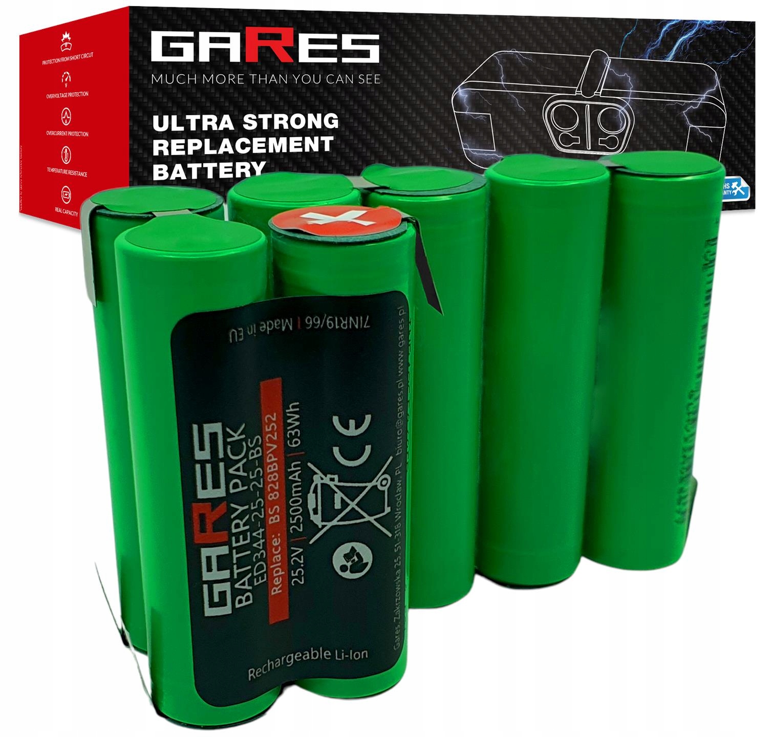 Akumulátor Gares 25,2V 2,5Ah pre Bosch 828BPV252