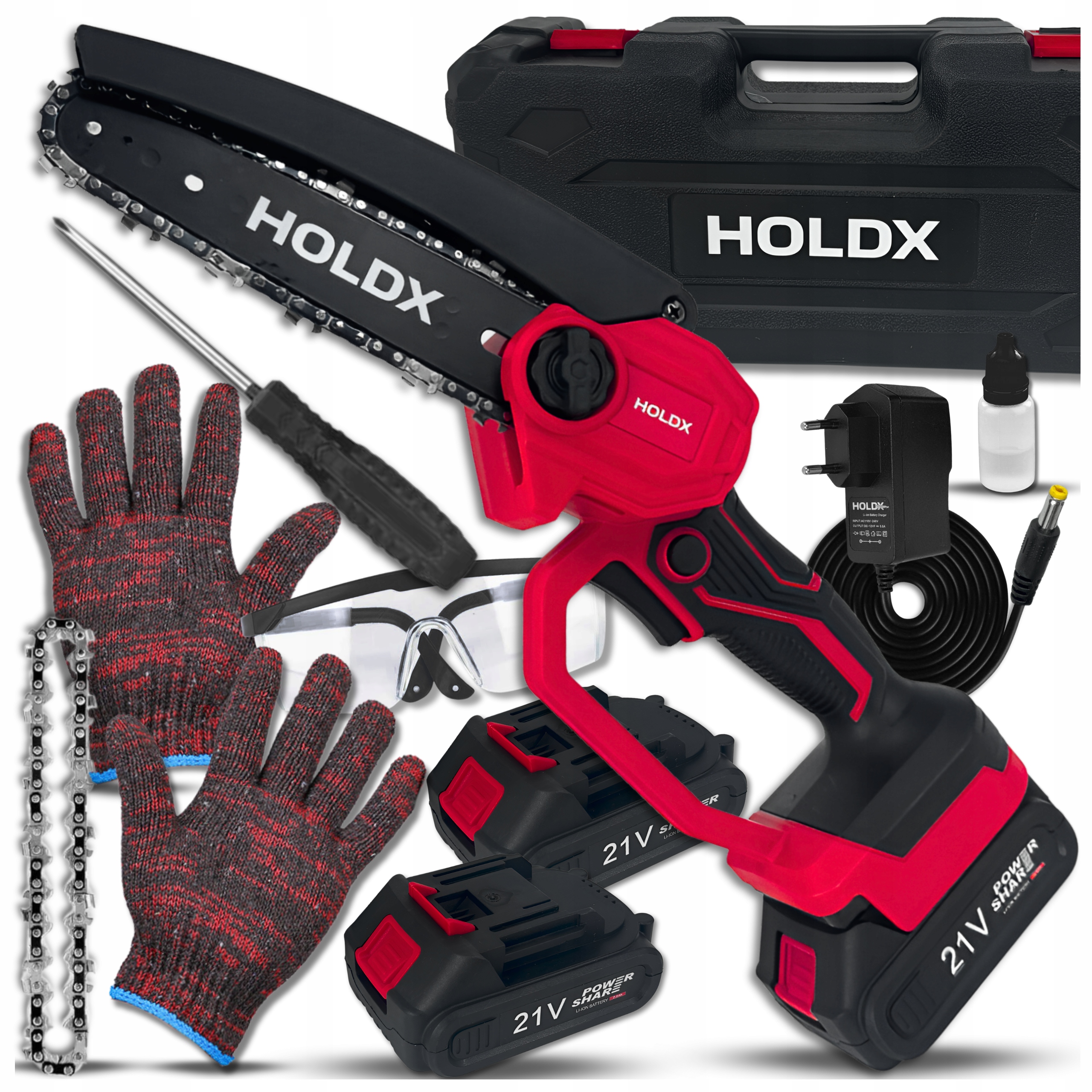 Aku Řetězová Pila Mini Bezuhlíková 2xAKU Velká Sada