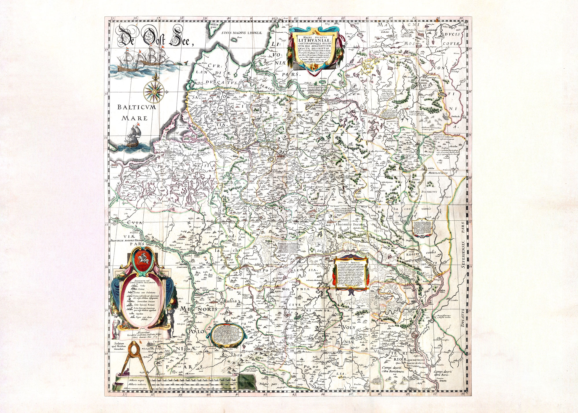 Старая карта Радзивиллова - Regni Ducatus Lithuaniae - 1613-140x100