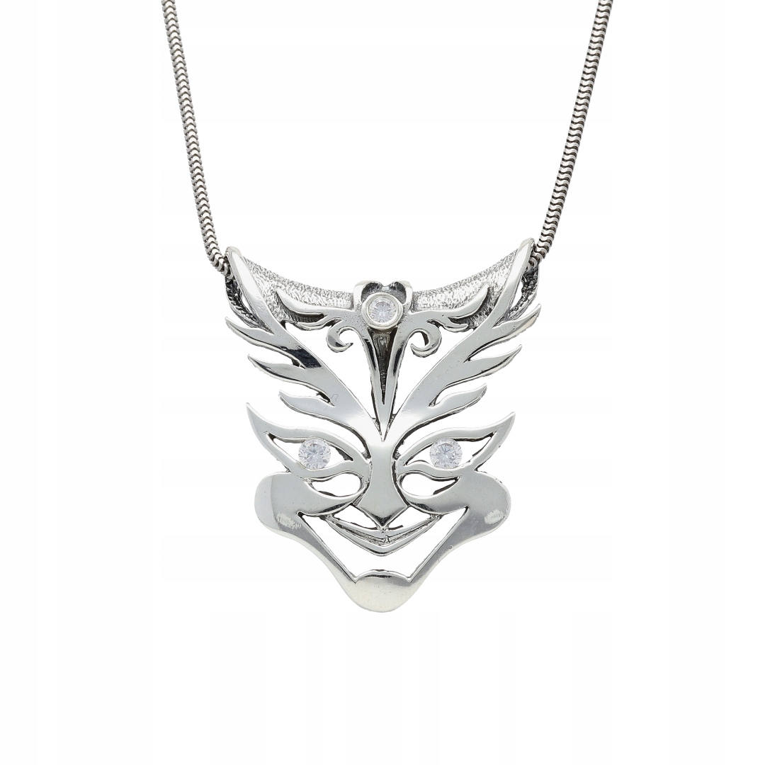 Visací maska se zirkony, stříbro