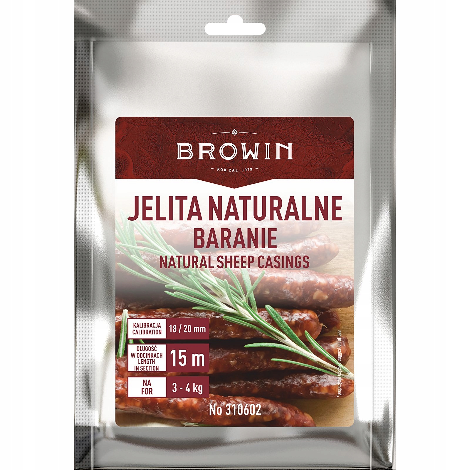

Jelita Baranie Naturalne 18/20mm 15 Metrów Browin