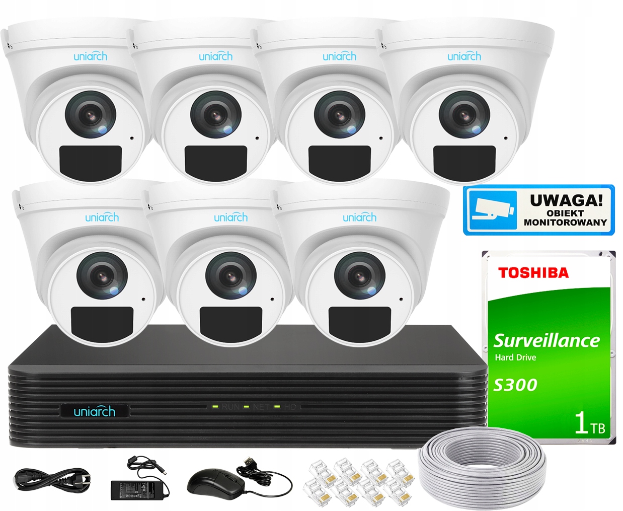 ZESTAW MONITORINGU 7x Kamera IP 5MPx PoE UNIARCH