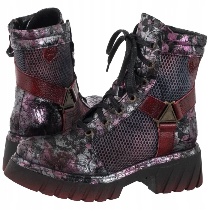 Dámské kožené Kotníkové Boty Kanady Maciejka Bordové 07072-23