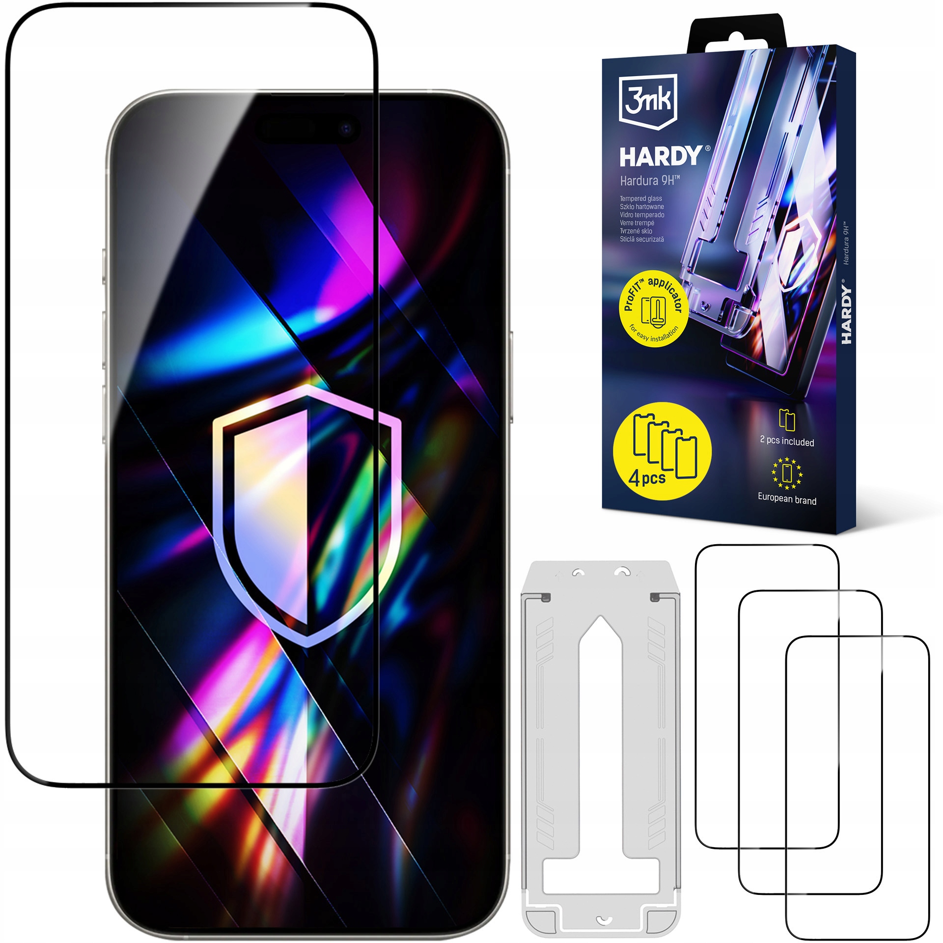 4x Szkło hartowane aplikator na Apple iPhone 16 Pro Max 3mk Hardy Hardura