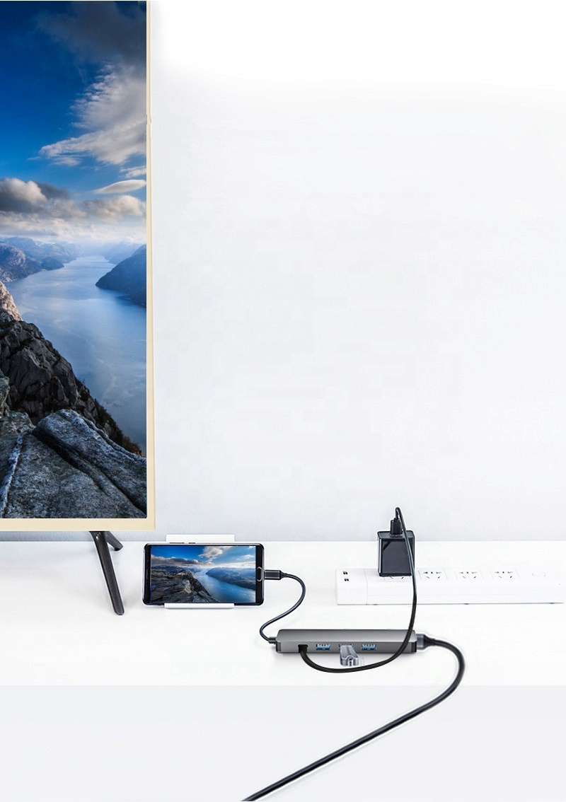 Adapter 5w1 HUB USB-C HDMI 4K Macbook M1 M2 M3 PRO AIR Stan opakowania oryginalne