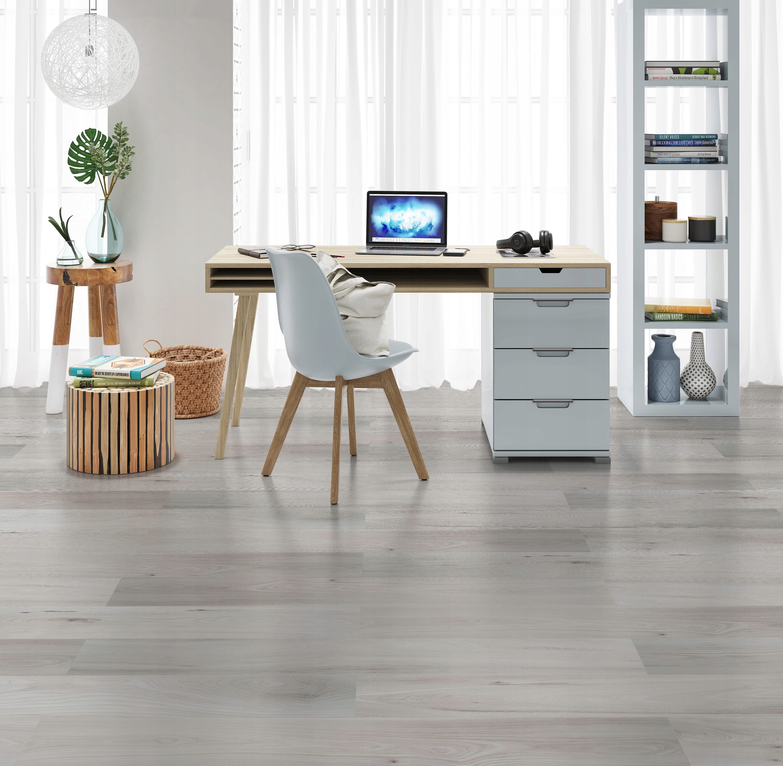 PANELE PODŁOGOWE SZARE LAMINOWANE PRÓBKA SWISS KRONO DĄB IMOLA JASNE Grubość całkowita 8 mm