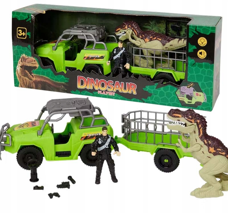 

Duży Zestaw Dinozaur Z pojazdem Łowca Dinozaurów