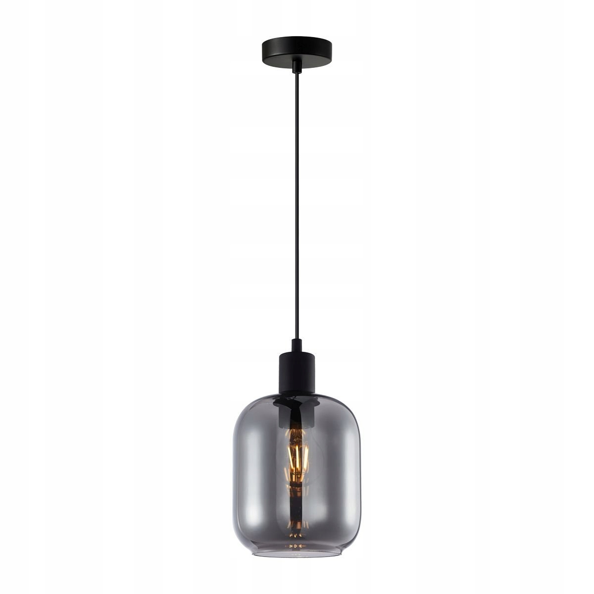 Závěsná lampa Italux Manželka s kouřovým skleněným stínítkem nad ostrovem