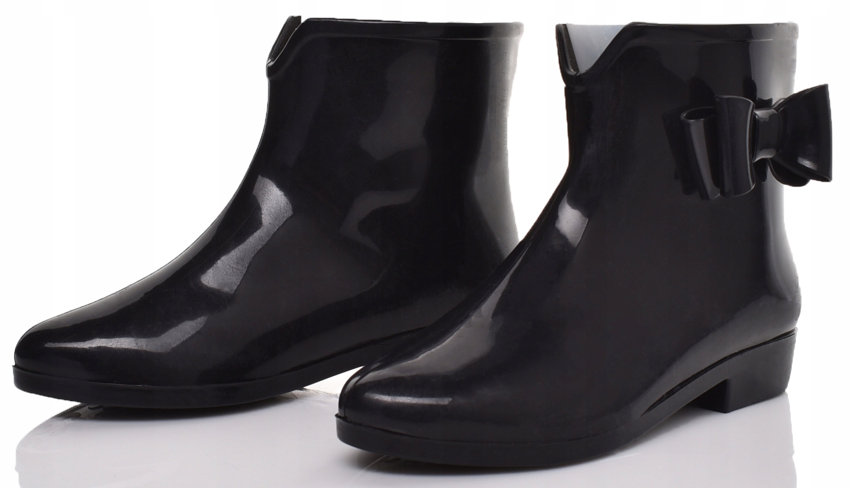 KLASYCZNE DAMSKE KALOSZE Z KOKARDĄ CZARNE NISKIE Płeć kobieta