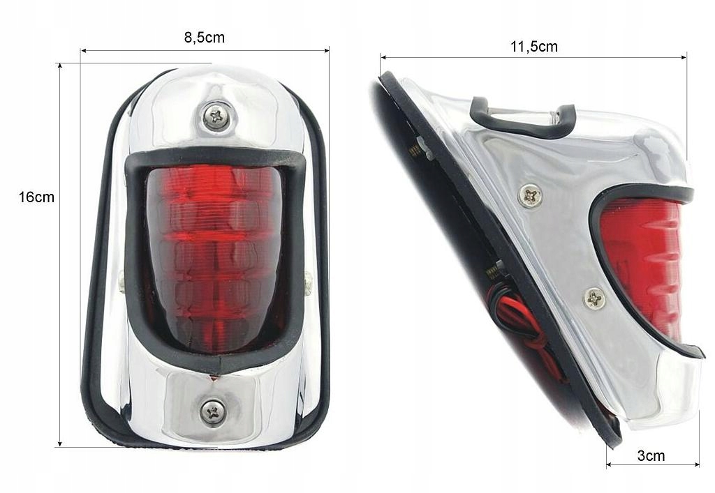 TYLNA LAMPA TYŁ HARLEY NA BŁOTNIK CHROM METAL Producent Motolp
