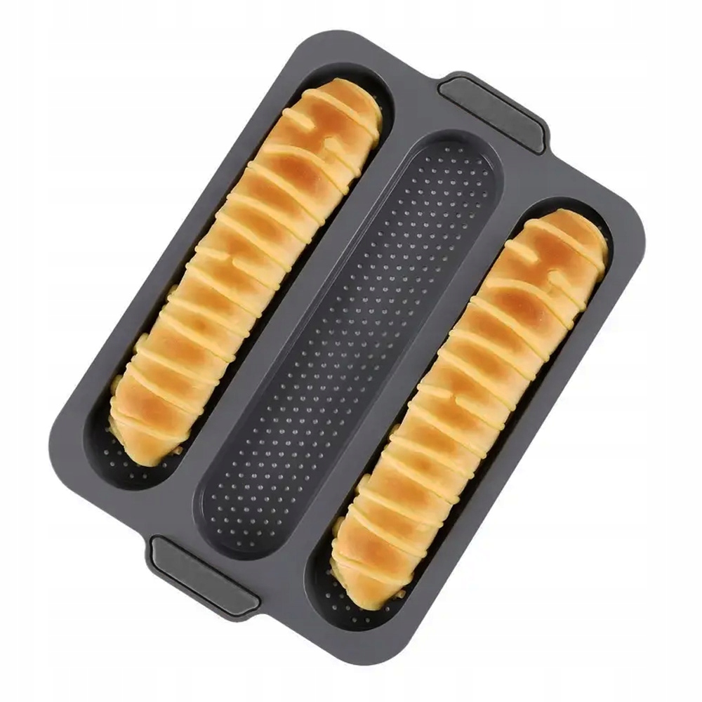 FORMA SILIKONOWA DO BAGIETEK NA 3 BAGIETKI SZARA