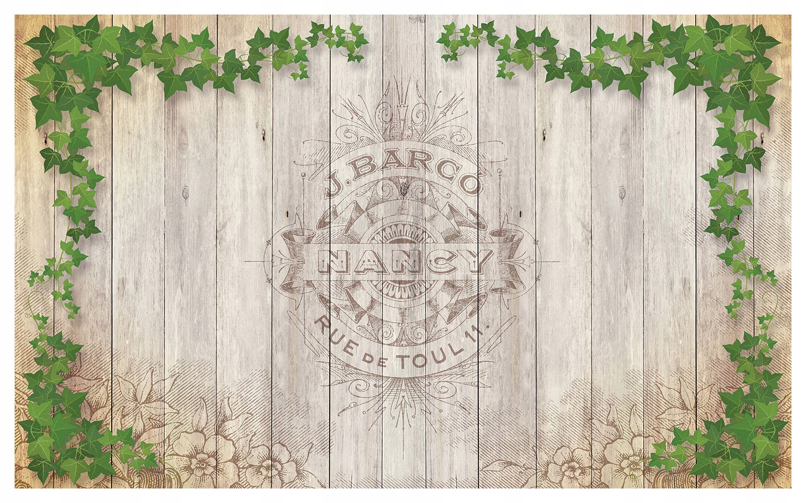 Fototapeta Vintage rustikálne dosky s brečtanom do kuchyne 312x219 lepidlo