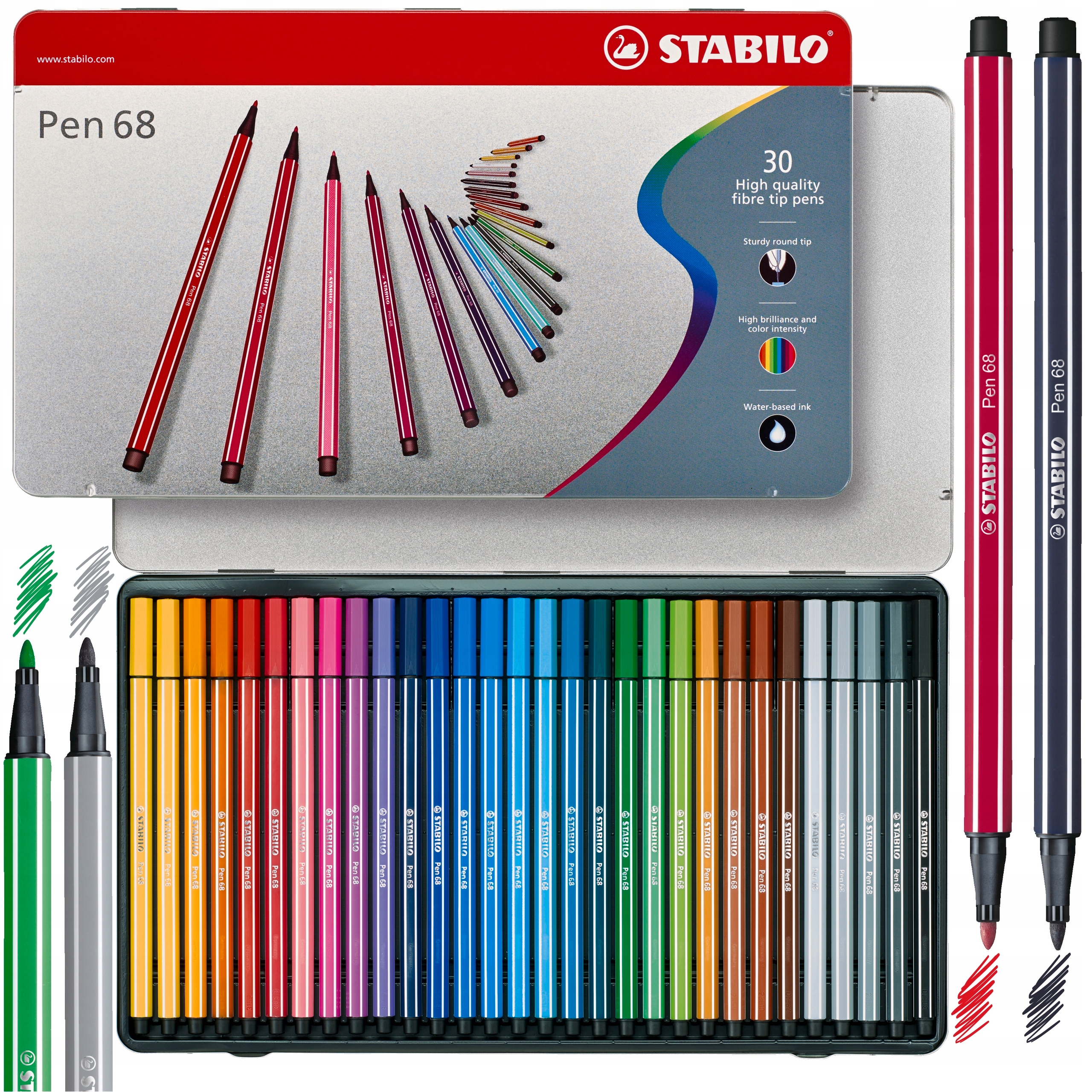 

Pisaki flamastry Stabilo Pen 68 30 kol w pudełku