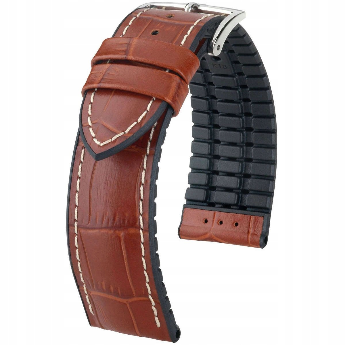 Hnědo-černý kožený opasek 20 mm Hirsch George