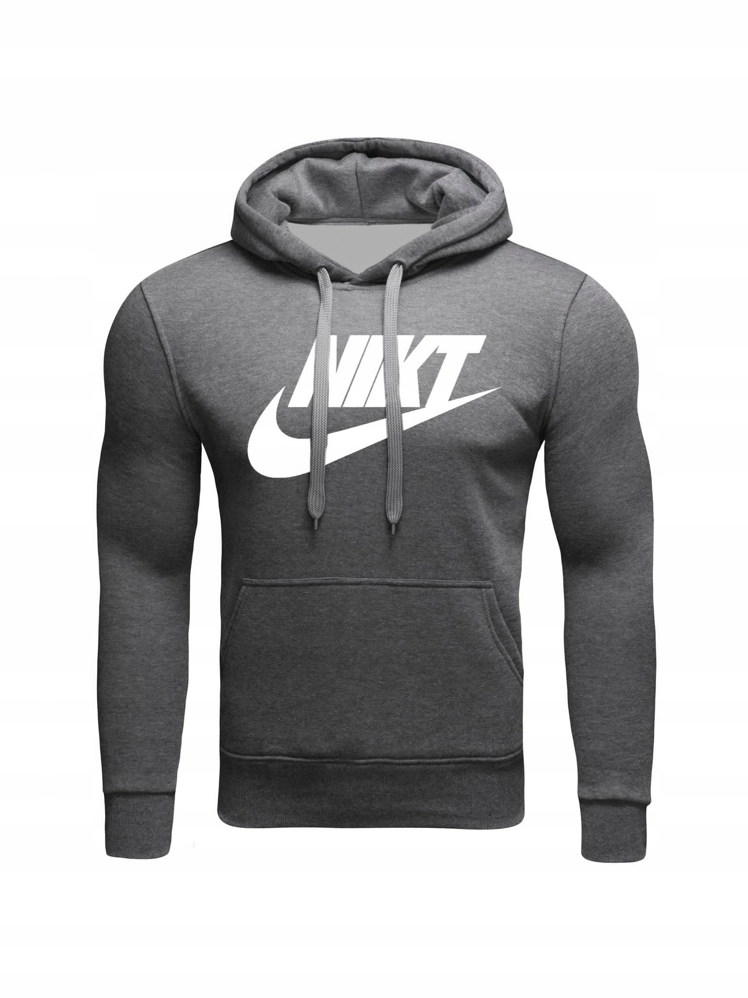 

Bluza Z Kapturem Nikt Męska Szara Bawełniana XL