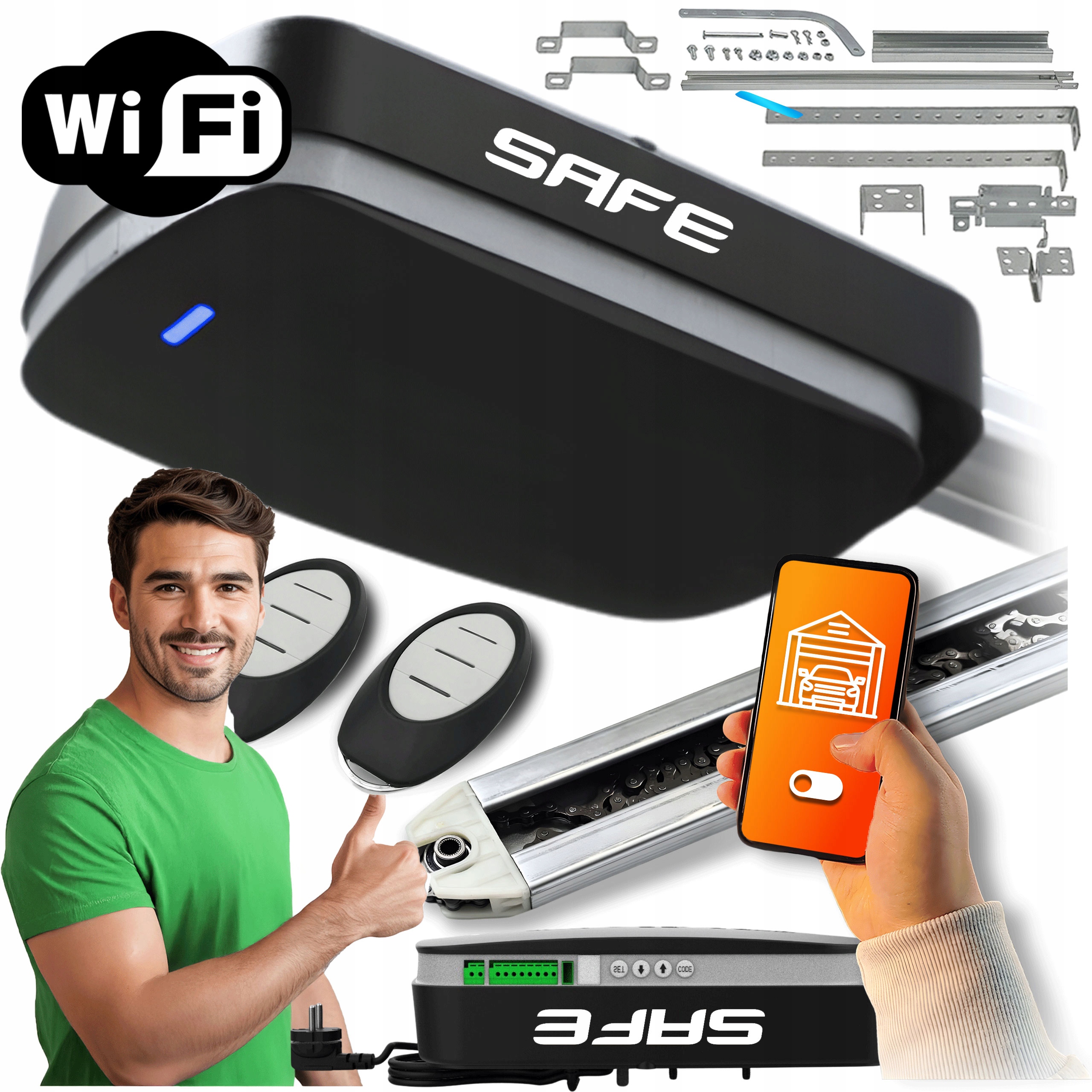 Set Pohon Pro Garážová Vrata 2,6 m Wifi Tuya Kolejnice 1000N Ultra automat