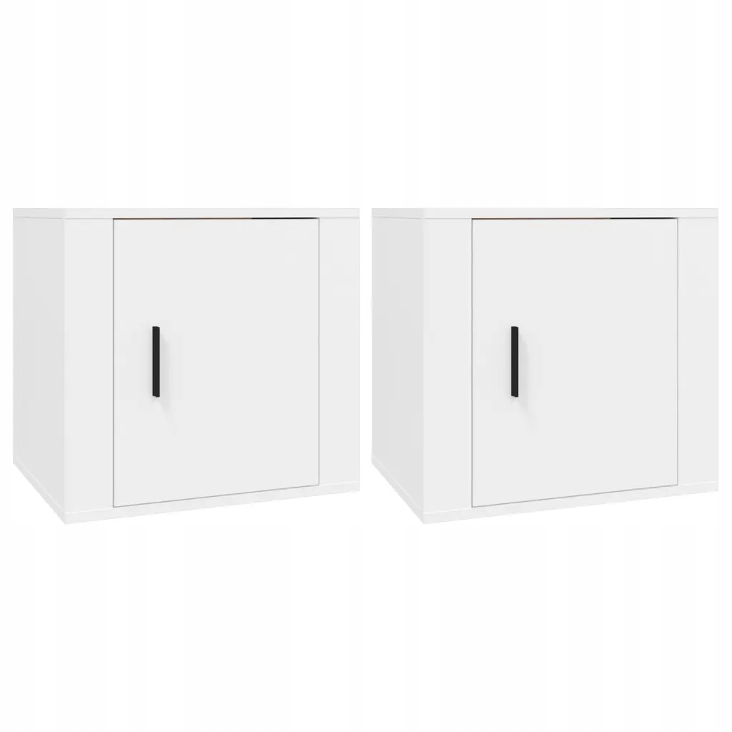 Bílé noční stolky 50 x 39 x 47 cm, materiál na bázi dřeva, 2 ks