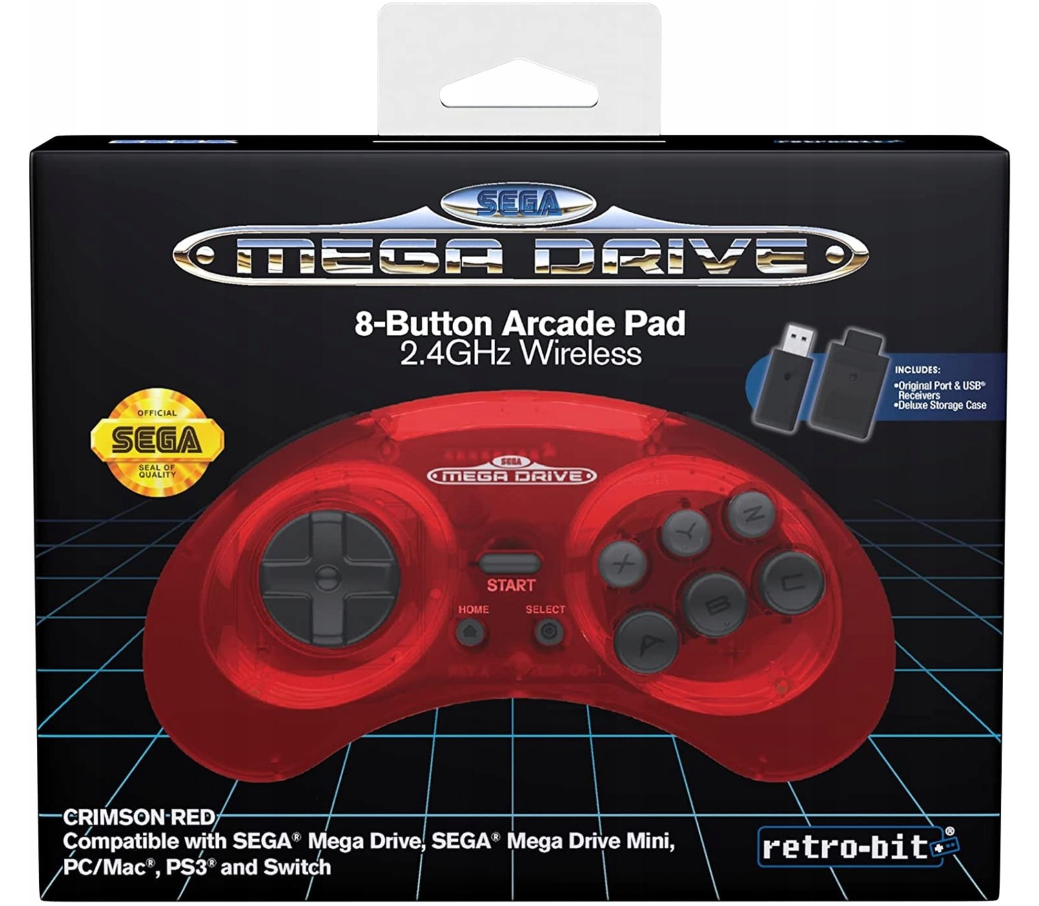 Sega Drive Crimson Red Pad 2.4GHz 9-pin Usb