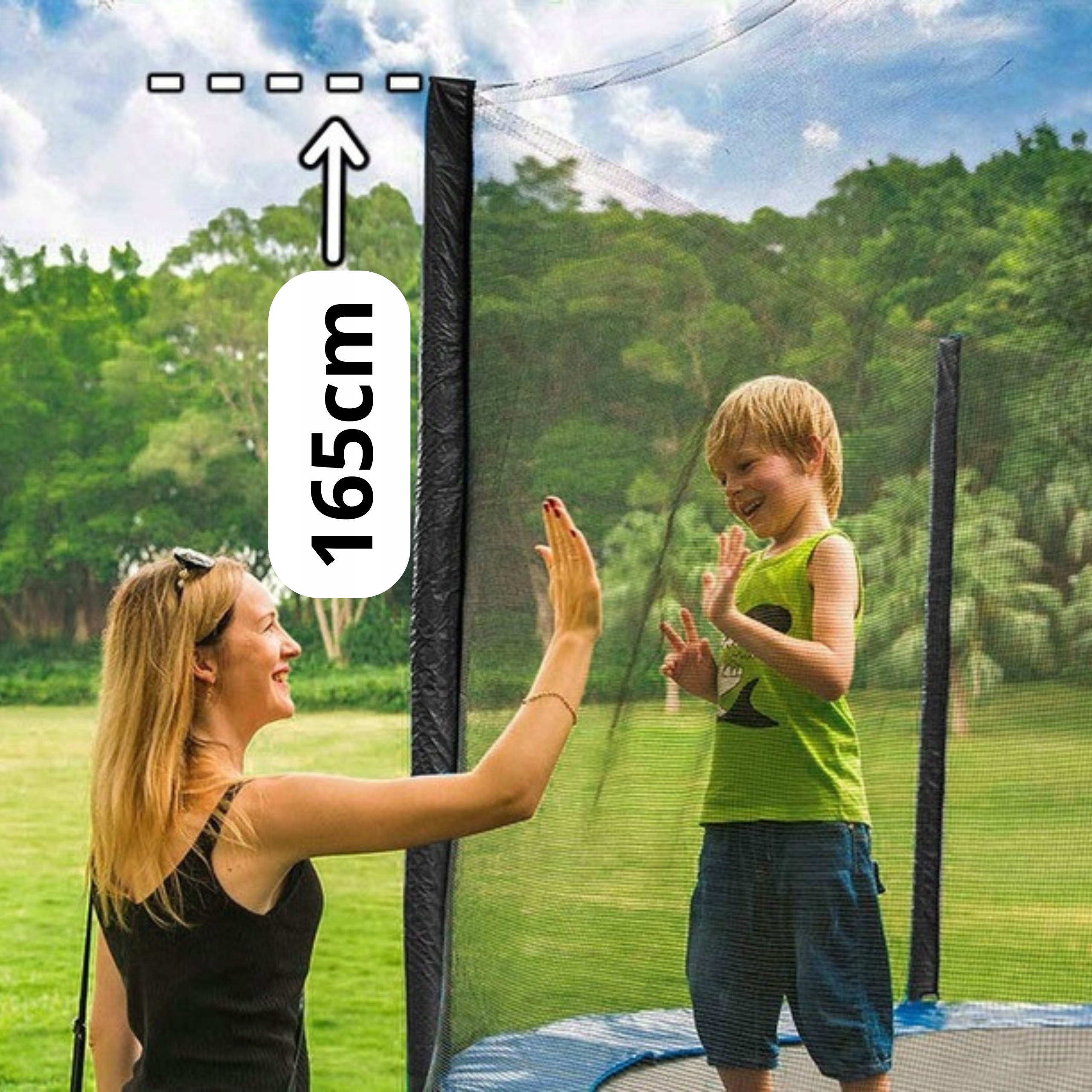 SIATKA TRAMPOLINY MOCNA 10FT/305 cm ZEWNĘTRZNA UNIWERSALNA 6 SŁUPKÓW KLAMRY Stan opakowania oryginalne