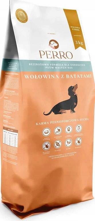 Perro Sucha Bez Zbóż Karma z wołowiną i batatami dla psów małych ras 3kg