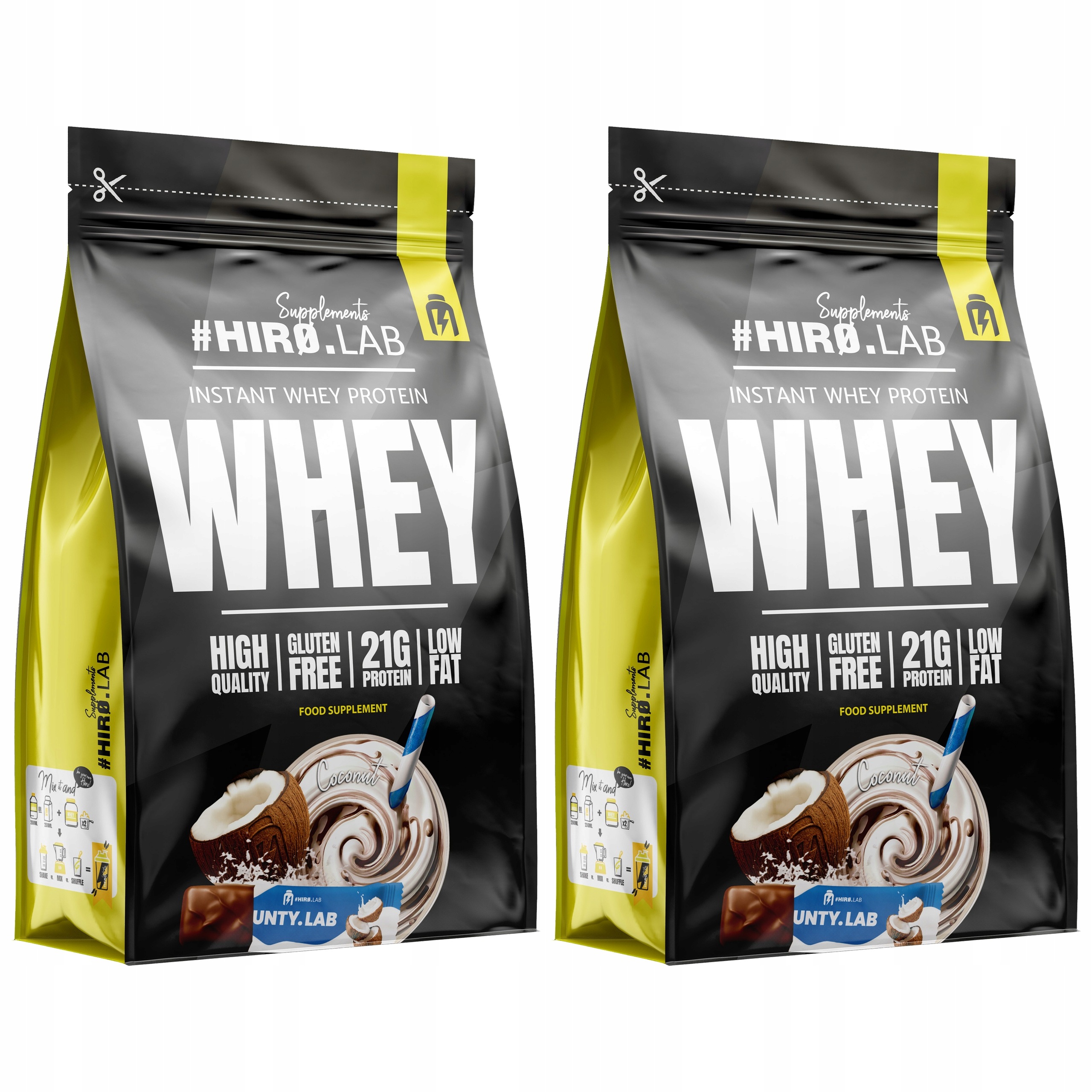 2x Whey Instant Protein Coconut protein 750 g Regenerace svalů Hiro.lab