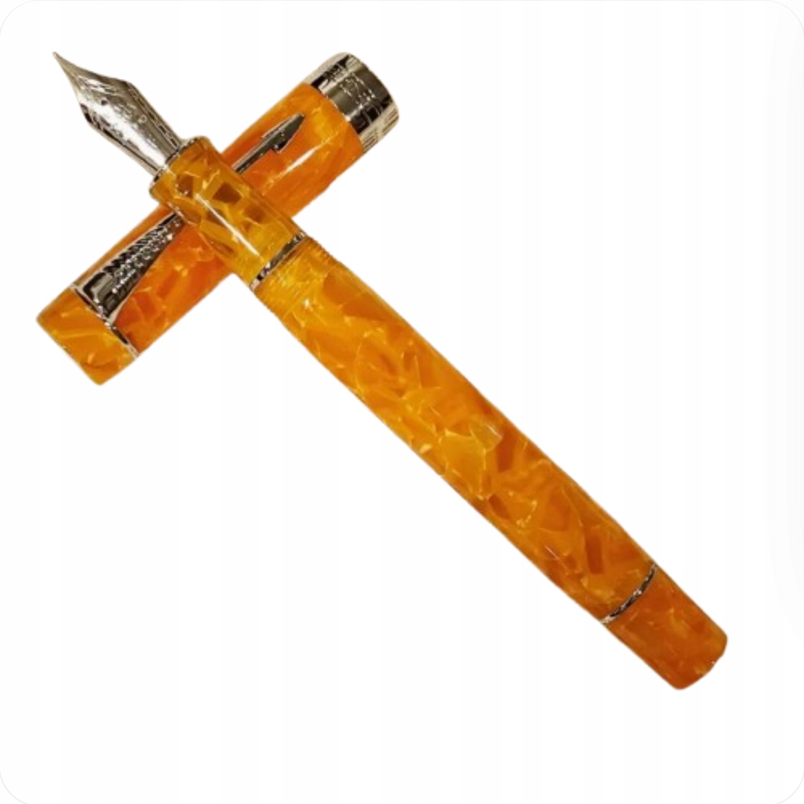 Ekskluzywne pióro żywiczne Jinhao 100S- Pomarańcz F-0,5 mm Srebrna stalówka