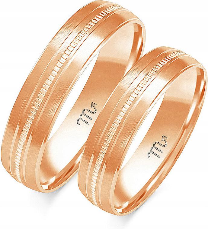 Růžový zlatý snubní prsten pro pár svatba 585 r 8 9 10 klasický pro páry 14K