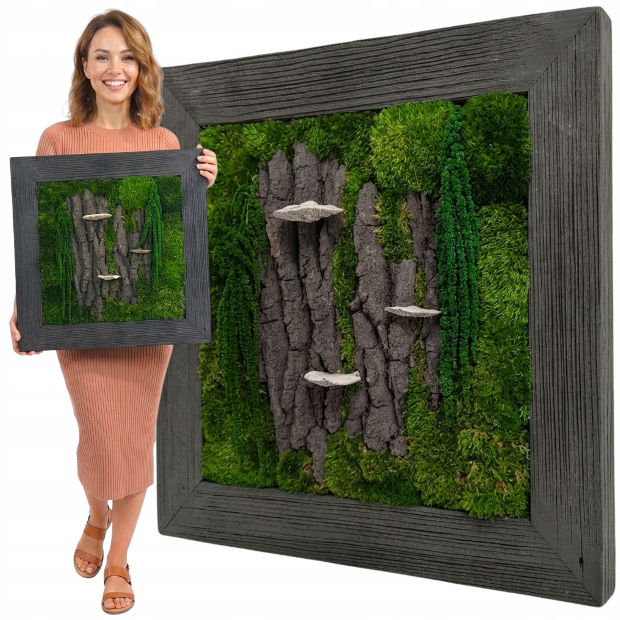 Obraz Z Mchu v drevenom ráme 50x50 cm mach dekorácia Živý handmade Obraz
