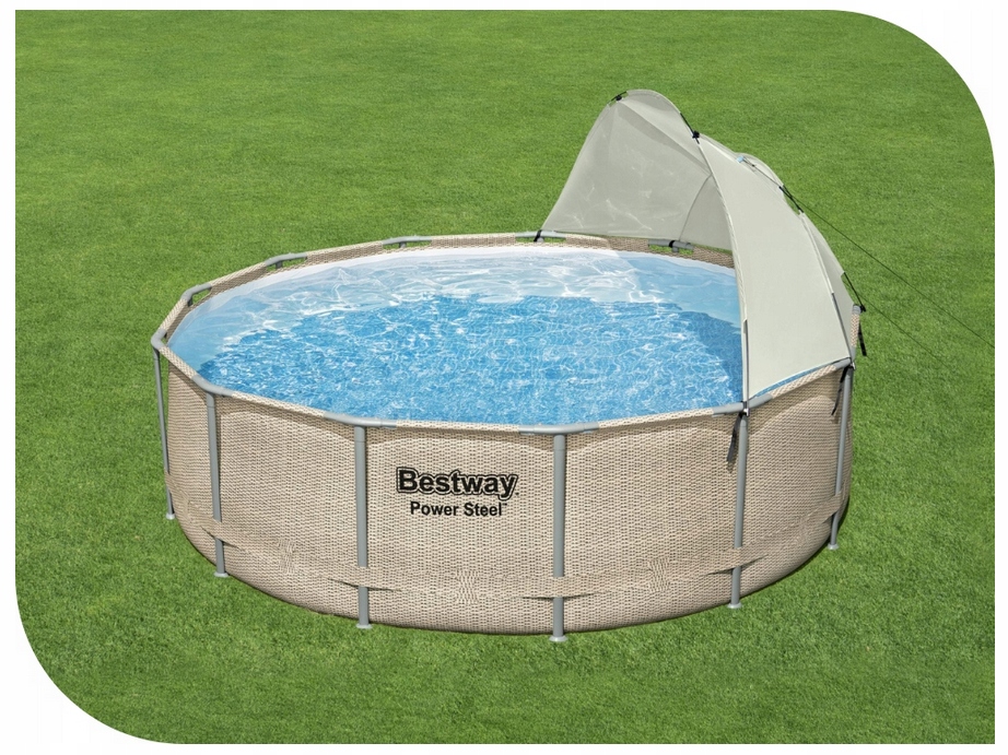 Basen Ogrodowy Stelażowy 396x107 Pompa Bestway 5614V Baldachim ChemConnect Szerokość produktu 396 cm