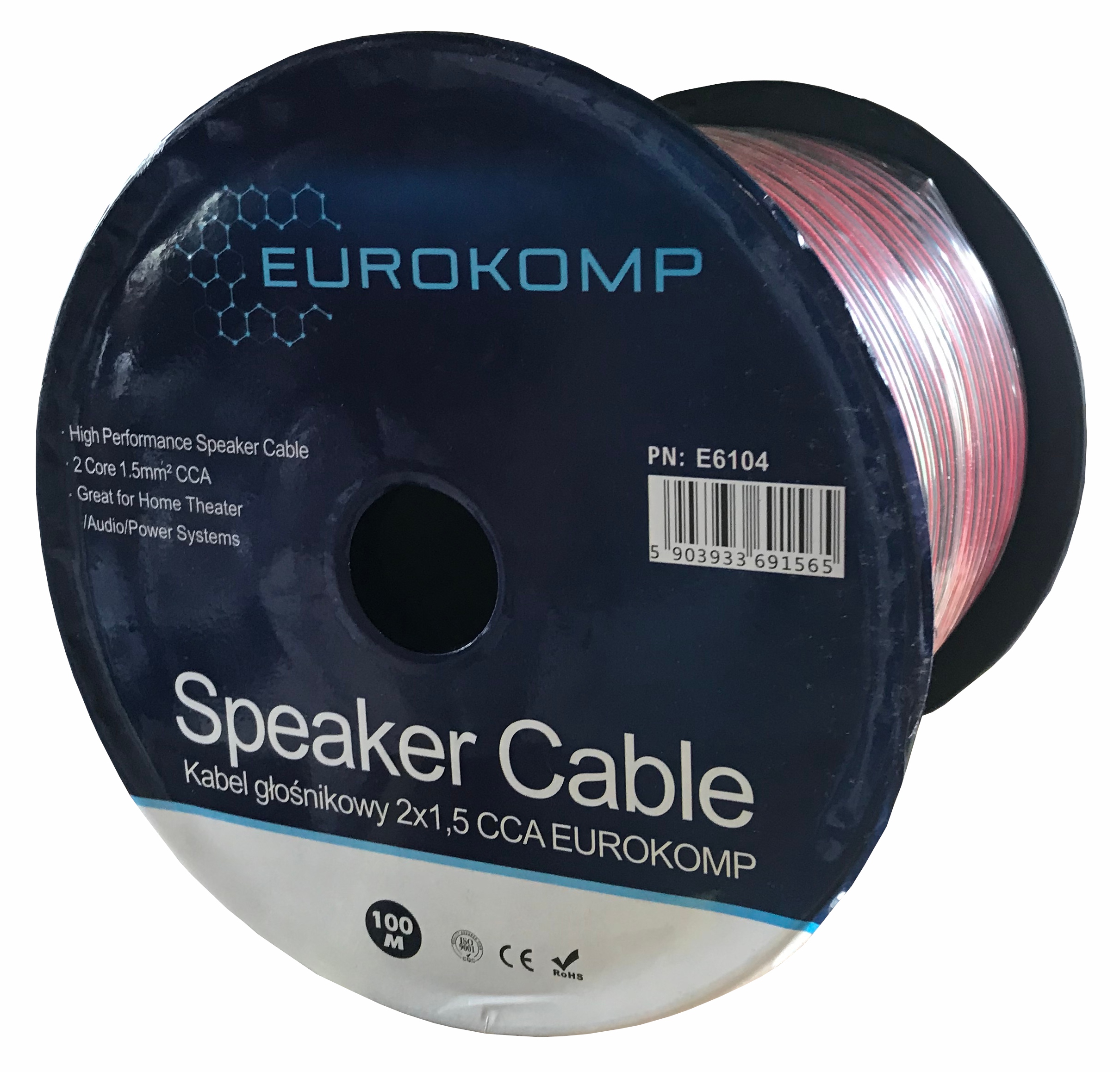 PROFESJONALNY KABEL PRZEWÓD GŁOŚNIKOWY 2x1,5mm CCA HQ 50m. Kod producenta E6125