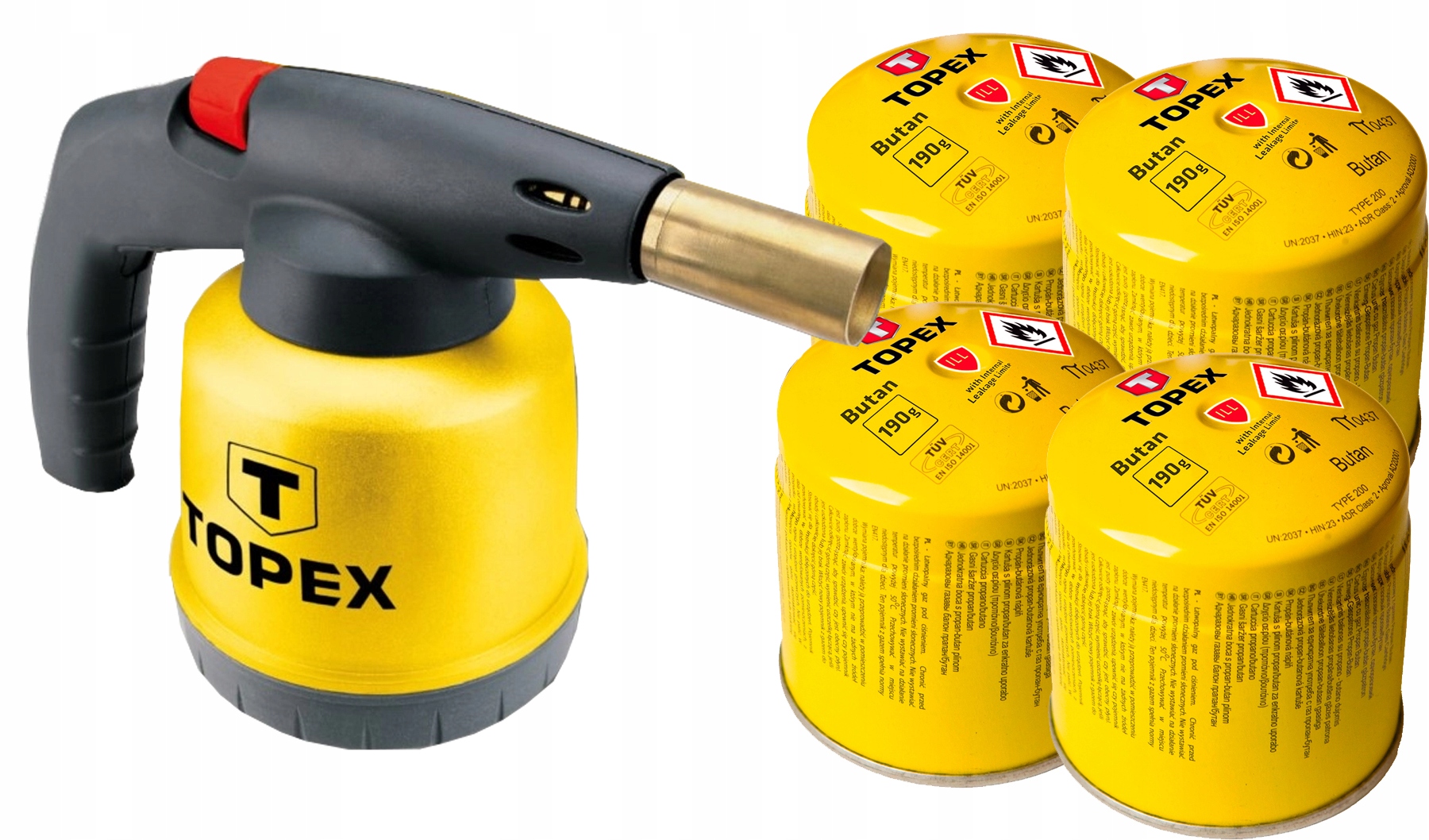 Plynový hořák Pájecí lampa na náboje 190 g 4 plynové náboje s ventilem