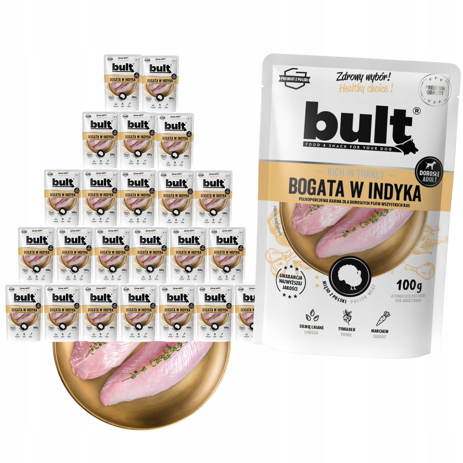 Levně Vlhké Krmivo Pro Psa Bult Sáček Mletý Bohatý Na Krůtu Sada 24x100G