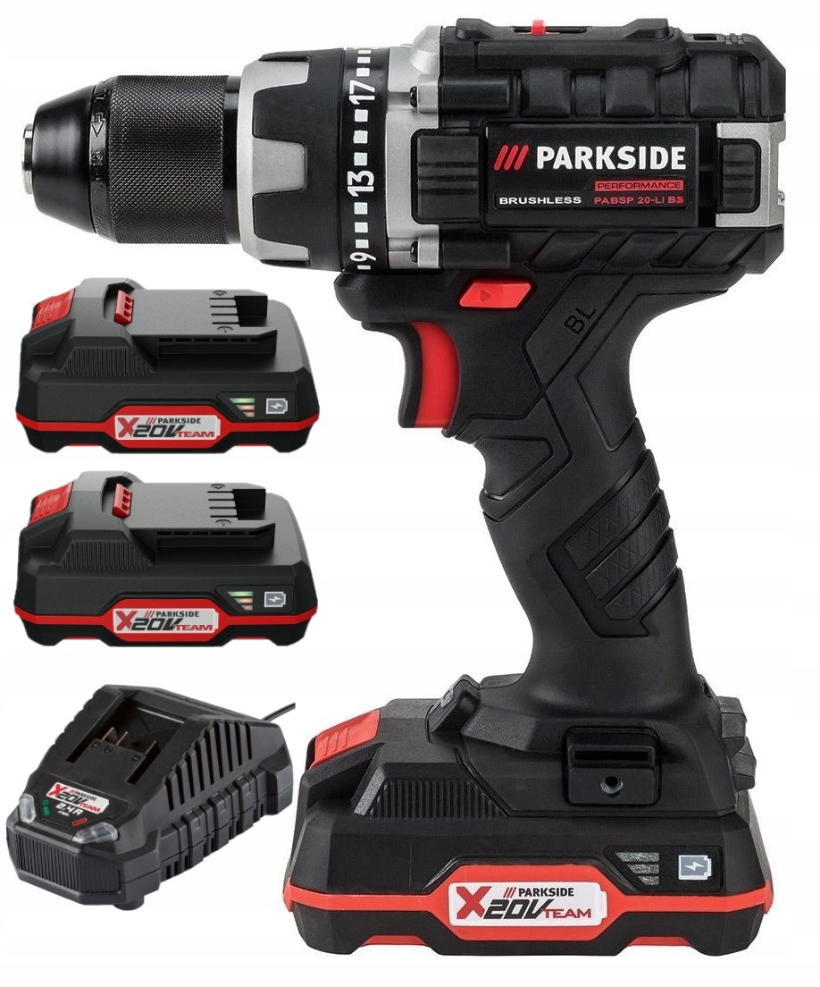 Wiertarko-wkrętarka Bezszczotkowa Parkside Bat 2x 2Ah